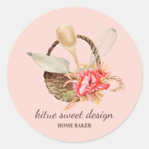 Sticker Rond Pâtisserie rose pâtisserie boulangerie