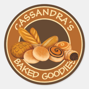 Sticker Rond Pâtisseries de boulangerie Votre nom Pain Logo Ba