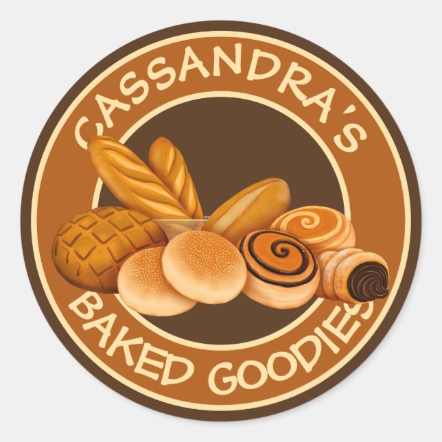Sticker Rond Pâtisseries de boulangerie Votre nom Pain Logo du  (Devant)