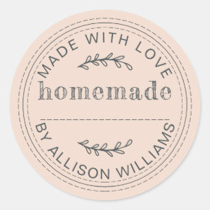 Sticker Rond Pâtisseries Maison Poussière de Pêche Rustique