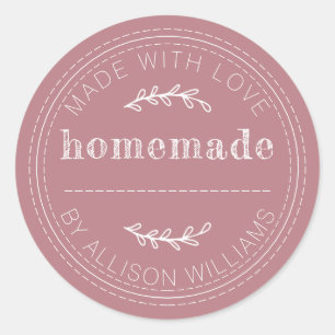 Sticker Rond Pâtisseries maison rustiques Confiture Boîte Rose
