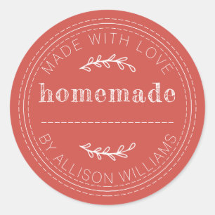 Sticker Rond Pâtisseries maison rustiques Confiture Boîte rouge