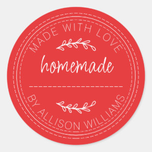 Sticker Rond Pâtisseries maison rustiques Confiture Peut Rouge