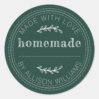 Sticker Rond Pâtisseries maison rustiques Confiture Pot Vert fo