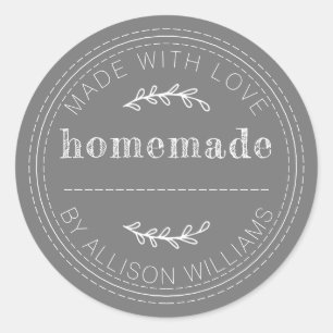 Sticker Rond Pâtisseries maison rustiques Pot de confiture Gris