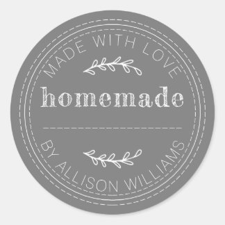 Sticker Rond Pâtisseries maison rustiques Pot de confiture Gris