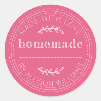 Sticker Rond Pâtisseries maison rustiques Pot de confiture rose