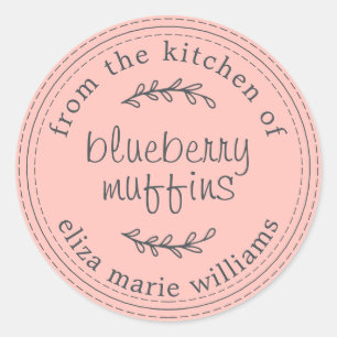 Sticker Rond Pâtisseries Rustiques Modernes Muffins aux Bleuets