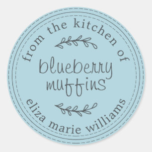 Sticker Rond Pâtisseries Rustiques Modernes Muffins aux Bleuets