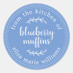 Sticker Rond Pâtisseries Rustiques Modernes Muffins aux Bleuets