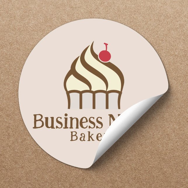 Sticker Rond Pâtissier Cupcake Mignon Boulangerie Maison (Créateur téléchargé)