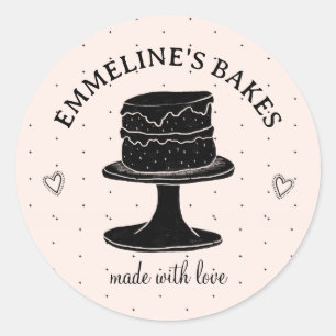 Sticker Rond Pâtissier Maison Cook Illustrated Gâteau Fait Avec