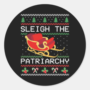 Sticker Rond Patriarcat Feministe Christmas Lover Femmes 1
