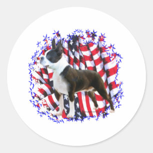 Sticker Rond Patriot de Boston Terrier