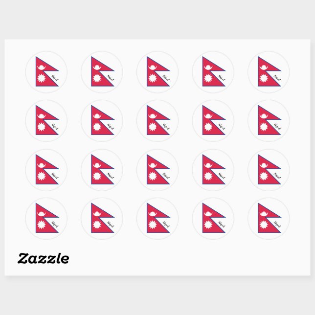 Sticker Rond Patriotes du drapeau népalais, vacances / sports (Feuille)