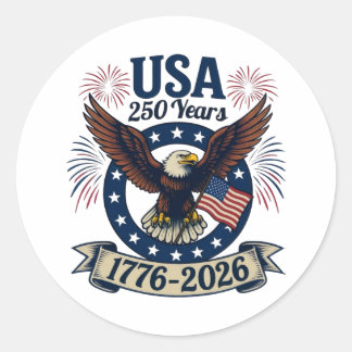 Sticker Rond Patriotic American Eagle 250 Years 1776-2026