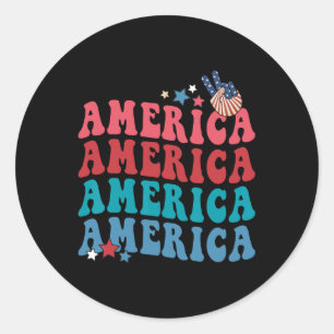 Sticker Rond Patriotique 4 Juillet Fête De L'Indépendance