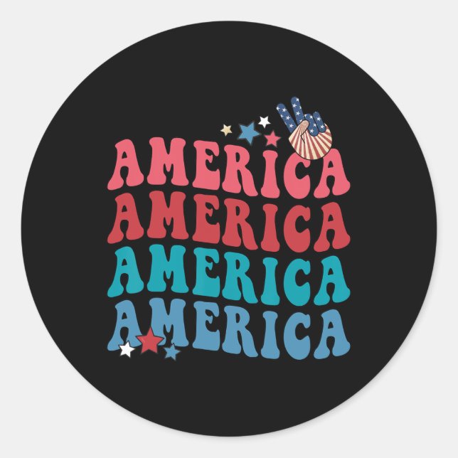Sticker Rond Patriotique 4 Juillet Fête De L'Indépendance (Devant)