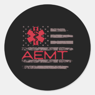 Sticker Rond Patriotique Aemt Technicien Médicale First Aider