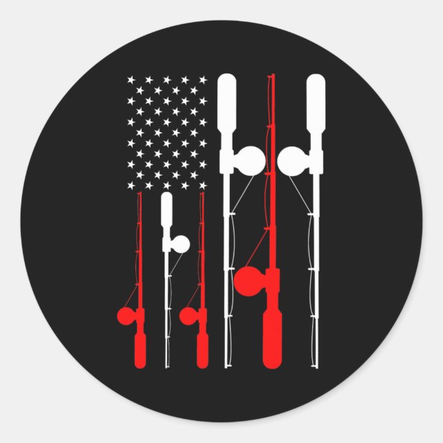 Sticker Rond Patriotique American Flag Fishing s pour les homme (Devant)