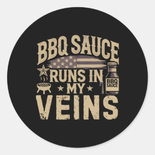 Sticker Rond Patriotique Barbecue Fumeur Viande Fumer Usa Grill