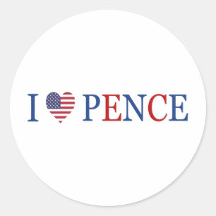 Sticker Rond Patriotique I Heart Love Mike Pence Drapeau