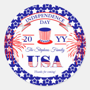 Sticker Rond Patriotique Juillet 4 Fête de l'Indépendance