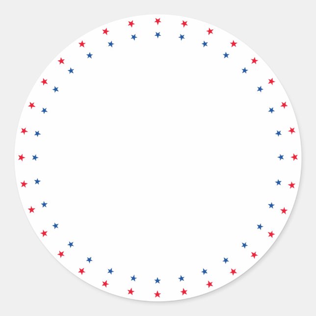 Sticker Rond Patriotique rouge blanc bleu étoile frontière blan (Devant)