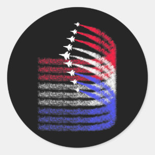 Sticker Rond Patriotique Rouge Bleu Bleu Usa Drapeau Jets 4e