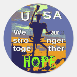 Sticker Rond Patriotique USA Hope Graphisme