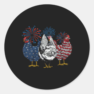 Sticker Rond Patriotique Usa poulet 4 juillet fête de l'indépen
