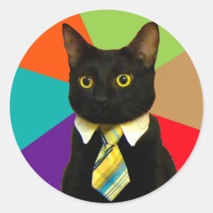 Sticker Rond Patron de chat en cravate