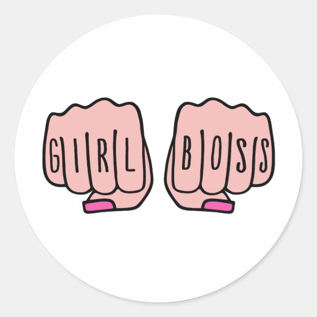 Sticker Rond Patron de fille mains de femme (Devant)