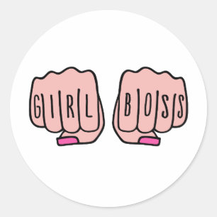 Sticker Rond Patron de fille mains de femme