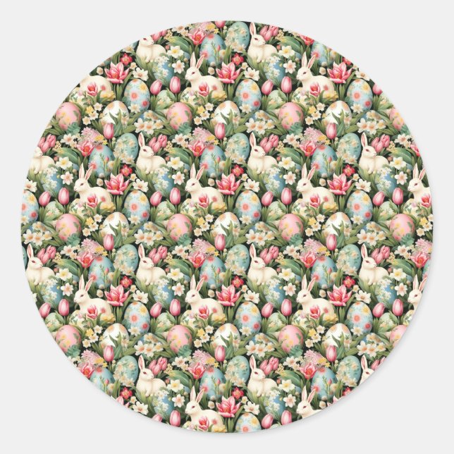 Sticker Rond Patron de la Soirée de Pâques de printemps (Devant)