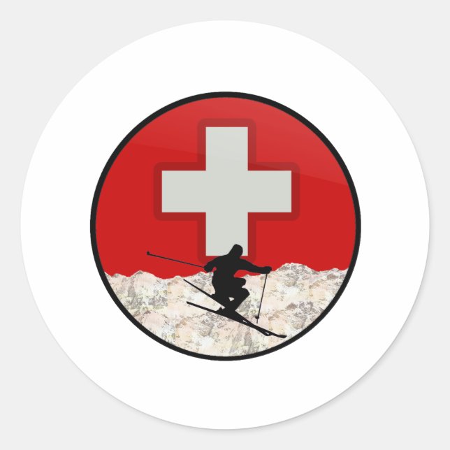 Sticker Rond Patrouille de ski (Devant)