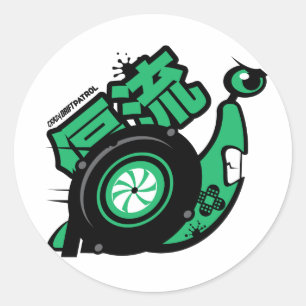 Sticker Rond Patrouille dérive folle - Turbo Snail (vert)