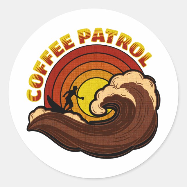 Sticker Rond Patrouille du café rétro (Devant)