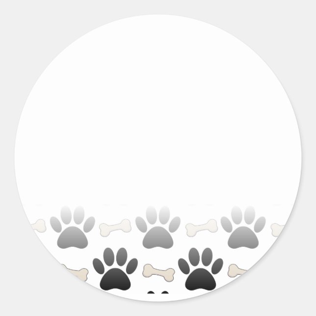 Sticker Rond Patrouilles Et Os De Chien Avec Dégradé (Devant)
