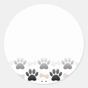 Sticker Rond Patrouilles Et Os De Chien Avec Dégradé