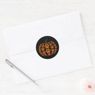Sticker Rond Patte Citrouille Empreinte de Patte de Chien Thank
