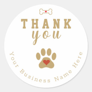 Sticker Rond Patte de chien Merci personnalisé
