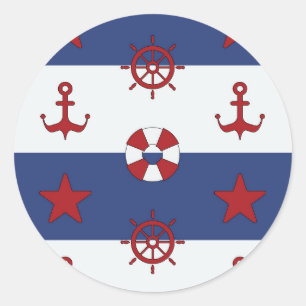 Sticker Rond Patteries Nautical Stars and Stripes