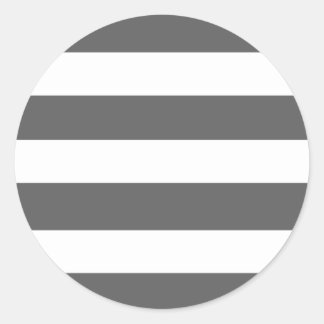 Sticker Rond Patters de Charcoal Gray White Stripes