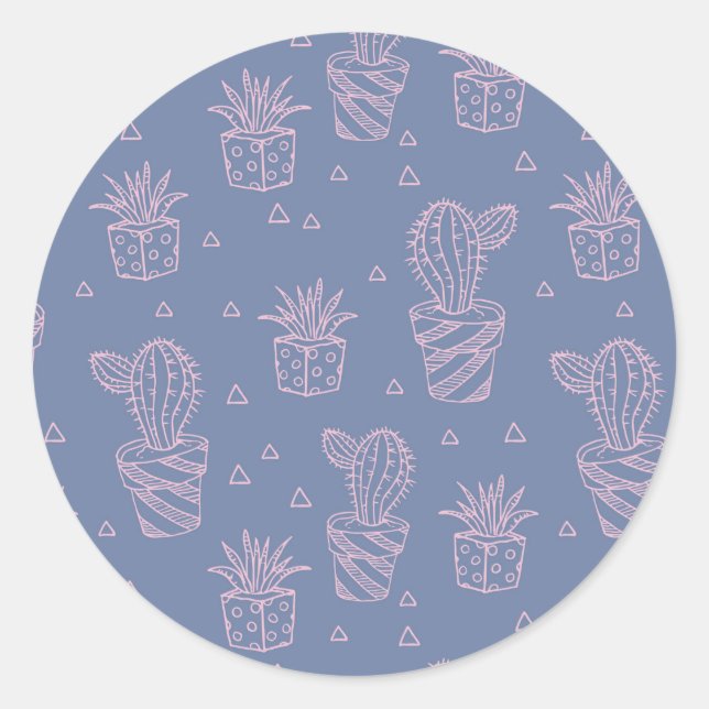 Sticker Rond Patters de Pink & Purple Cartoon (Devant)