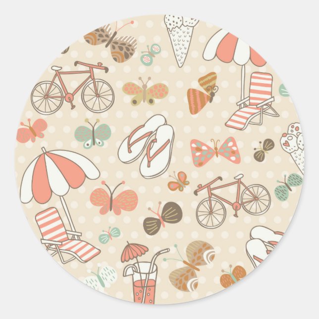 Sticker Rond Patters de Summer Vacation (Devant)