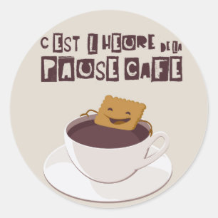 Sticker Rond Pause café