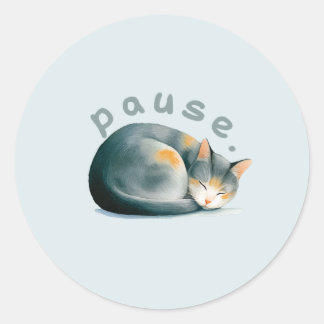 Sticker Rond Pause. Conception de chat endormi