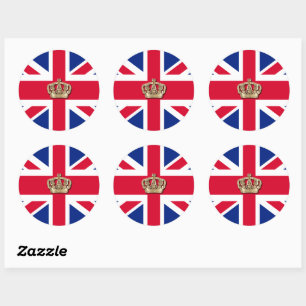 Sticker Rond Pavillon britannique et couronne Union Jack Classi