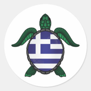 Sticker Rond Pavillon de la tortue de mer de Grèce